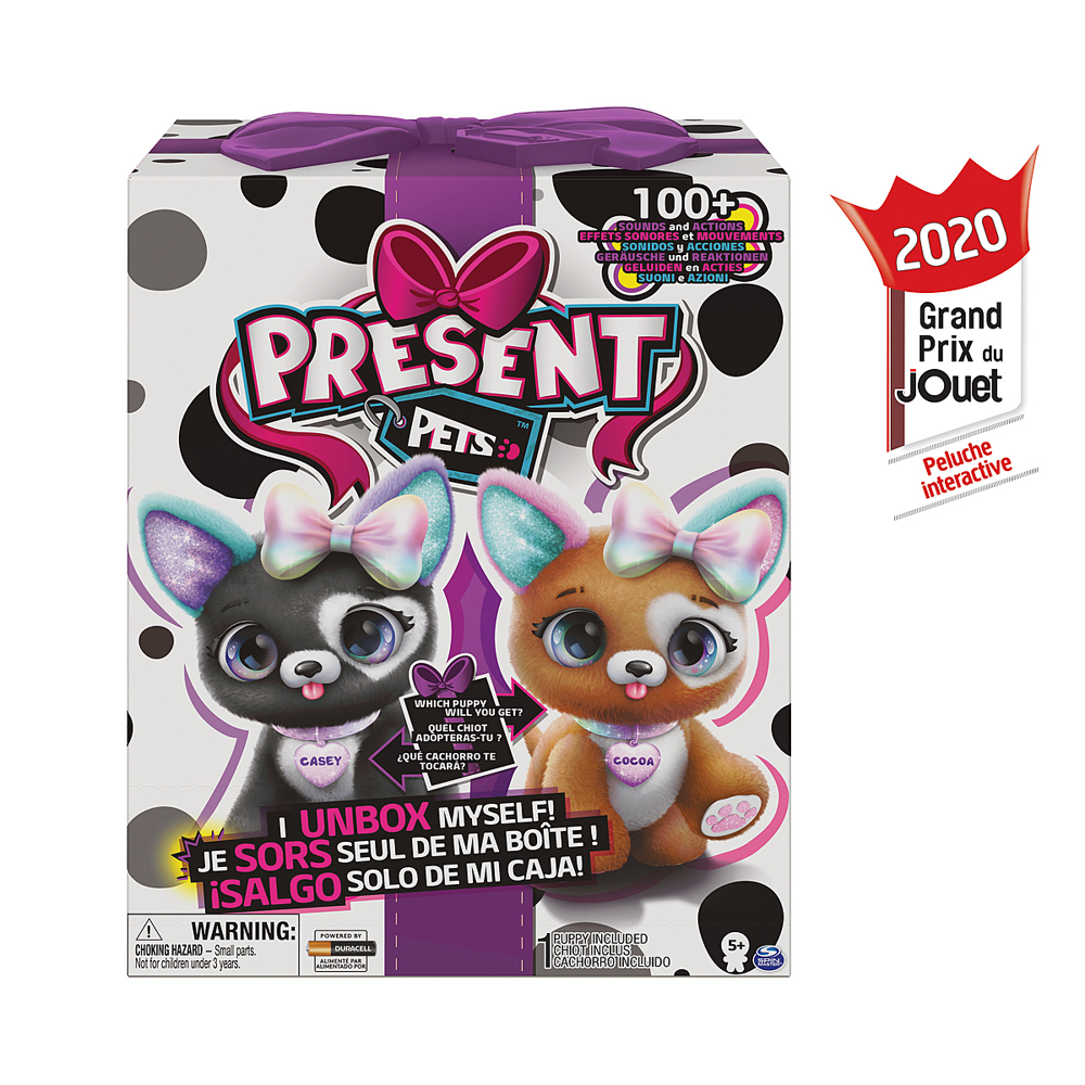Present Pets Surprise Modèle Aléatoire. Rainbow Glitter Pups (Noir & Gris Pailleté)