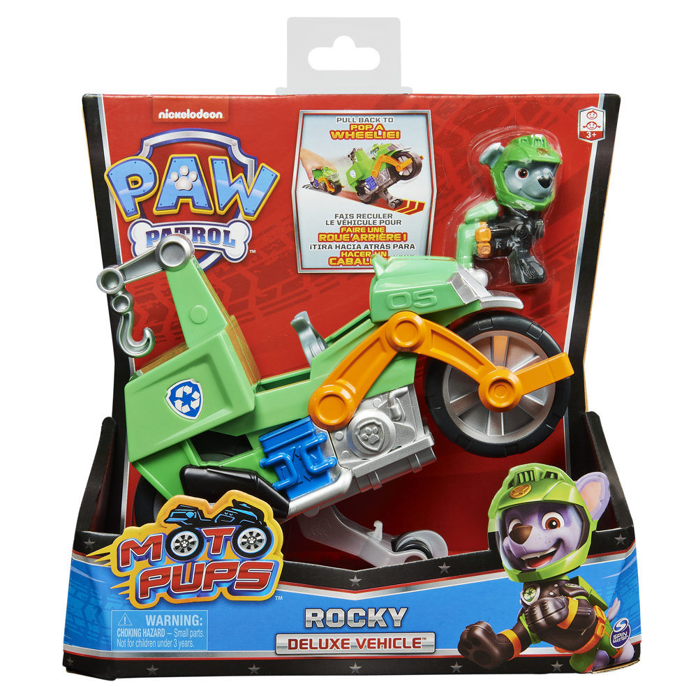 Vehicule + Figurine Rocky Moto Pups Paw Patrol (Solid) - La Pat' Patrouille