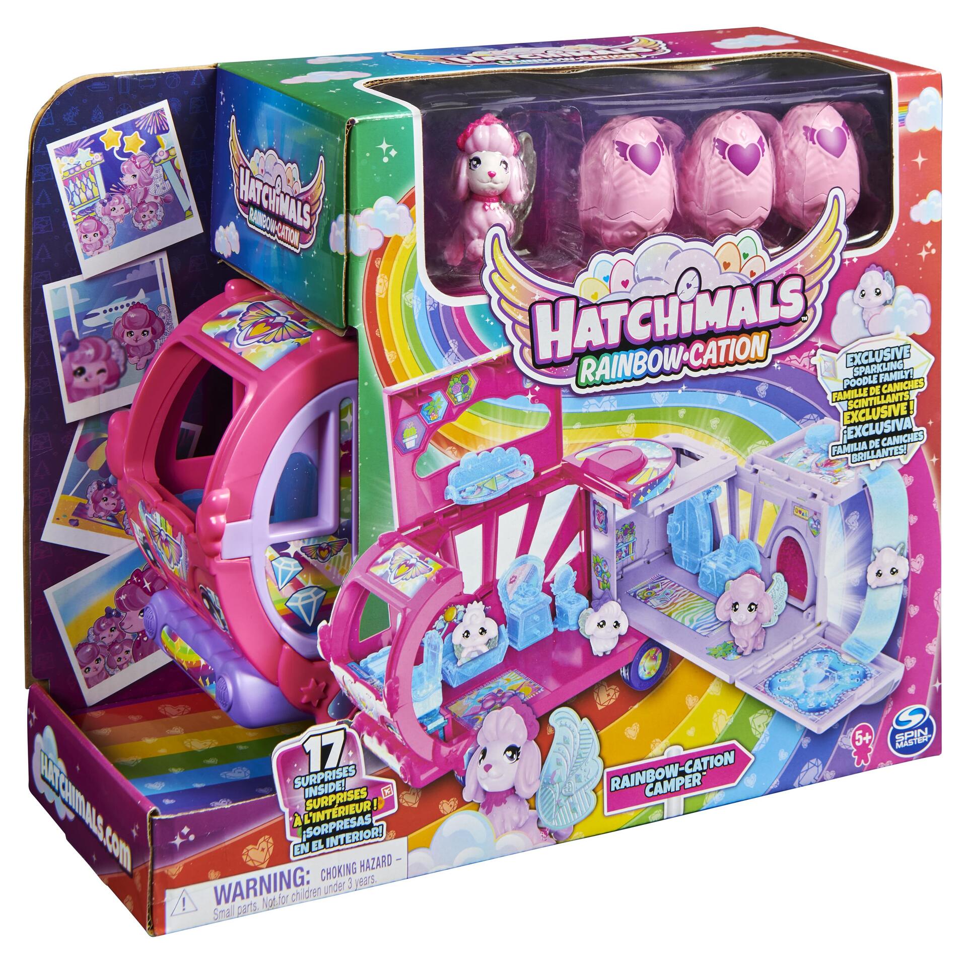 Playset Camping Car Arc-En-Ciel Famille Surprise - Hatchimals