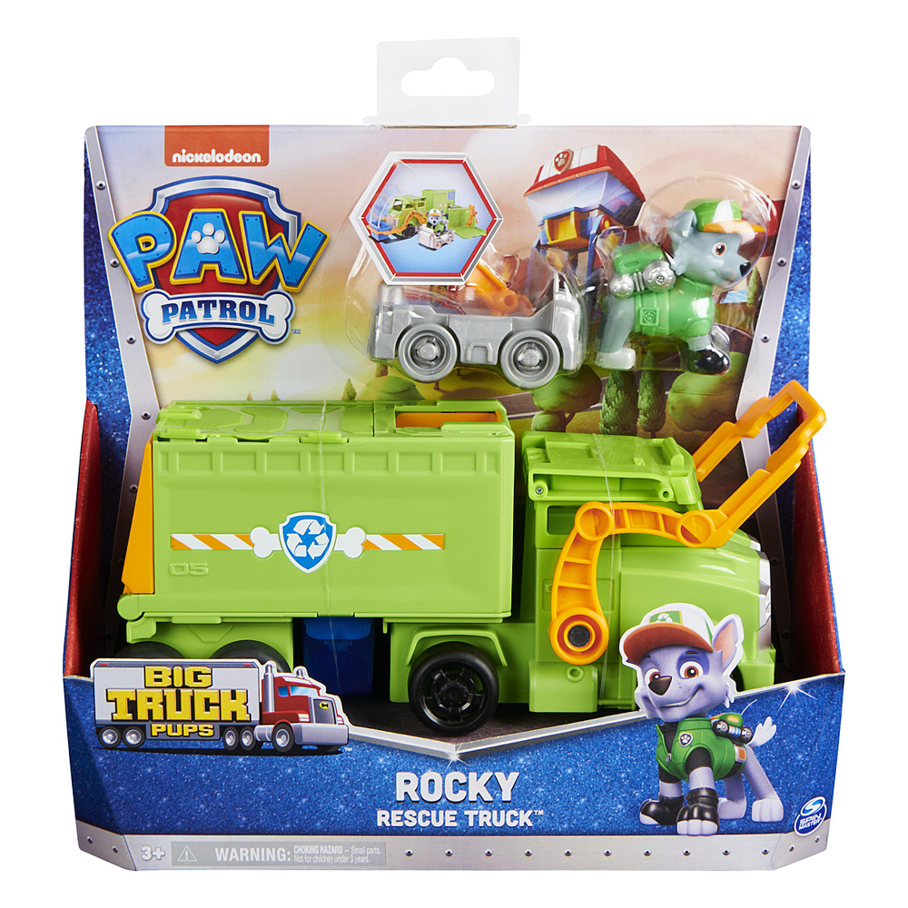 PAW Patrol Pat' Patrouille Big Truck Pups - Camion + Figurine Rocky - Rejoins Pat' Patrouille Missio