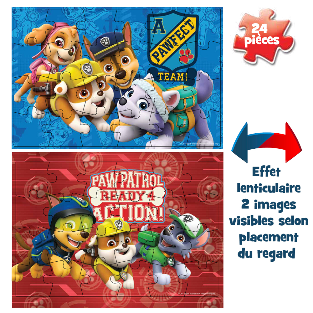 Boite Carton 2 Puzzles Lenticulaires Paw Patrol - La Pat' Patrouille