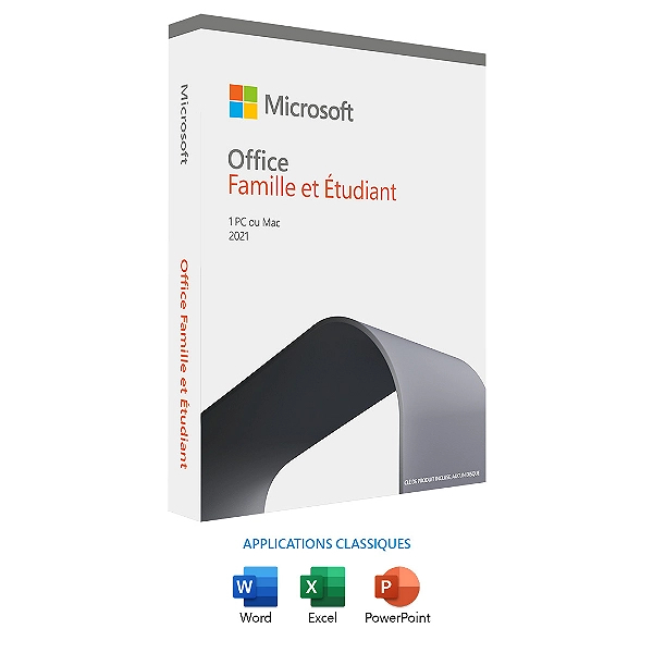 Microsoft Office Famille et Etudiant 2021 | Suite Office | Achat définitif | 1 PC Portable ou Mac