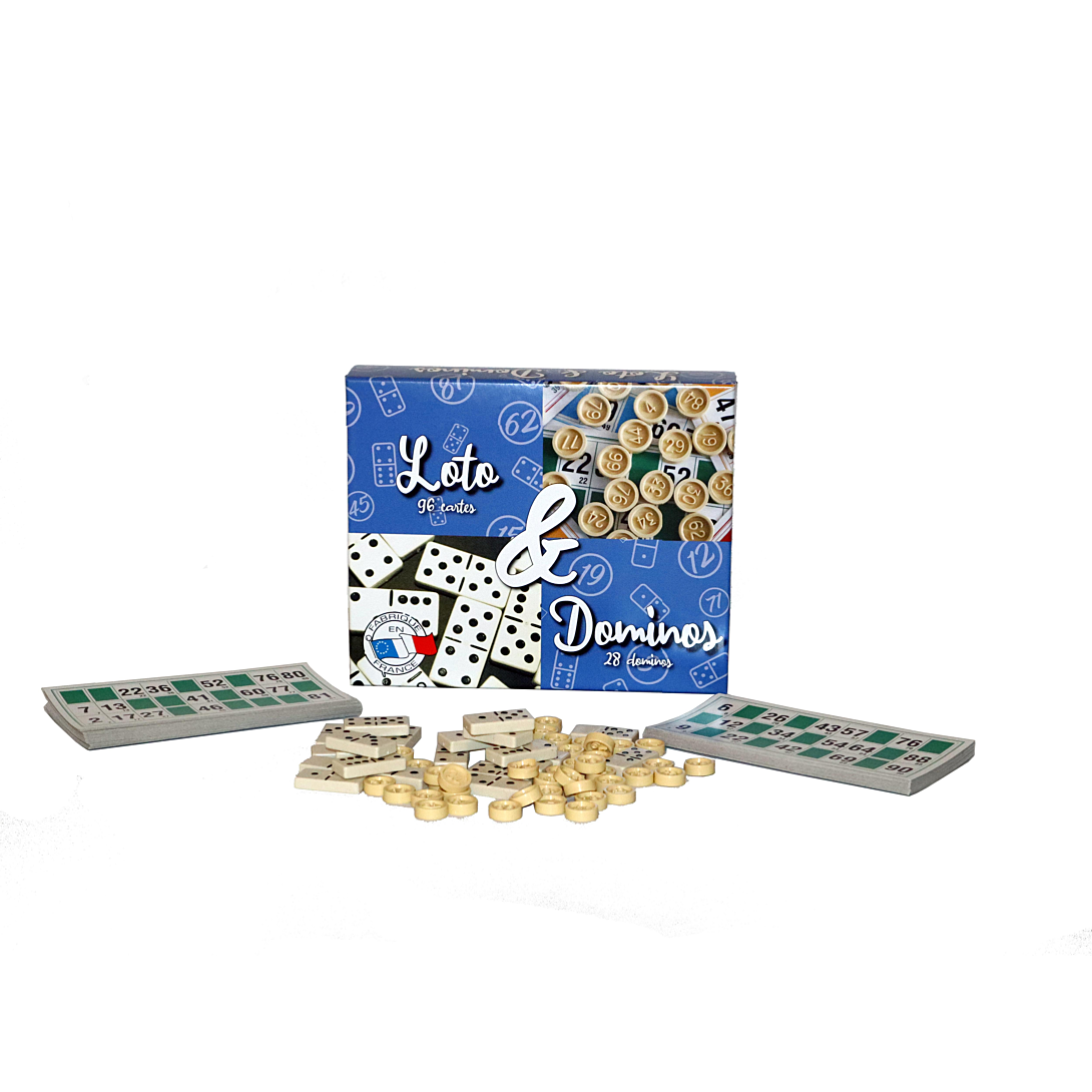 COFFRET DOMINOS + LOTO 96 CARTES