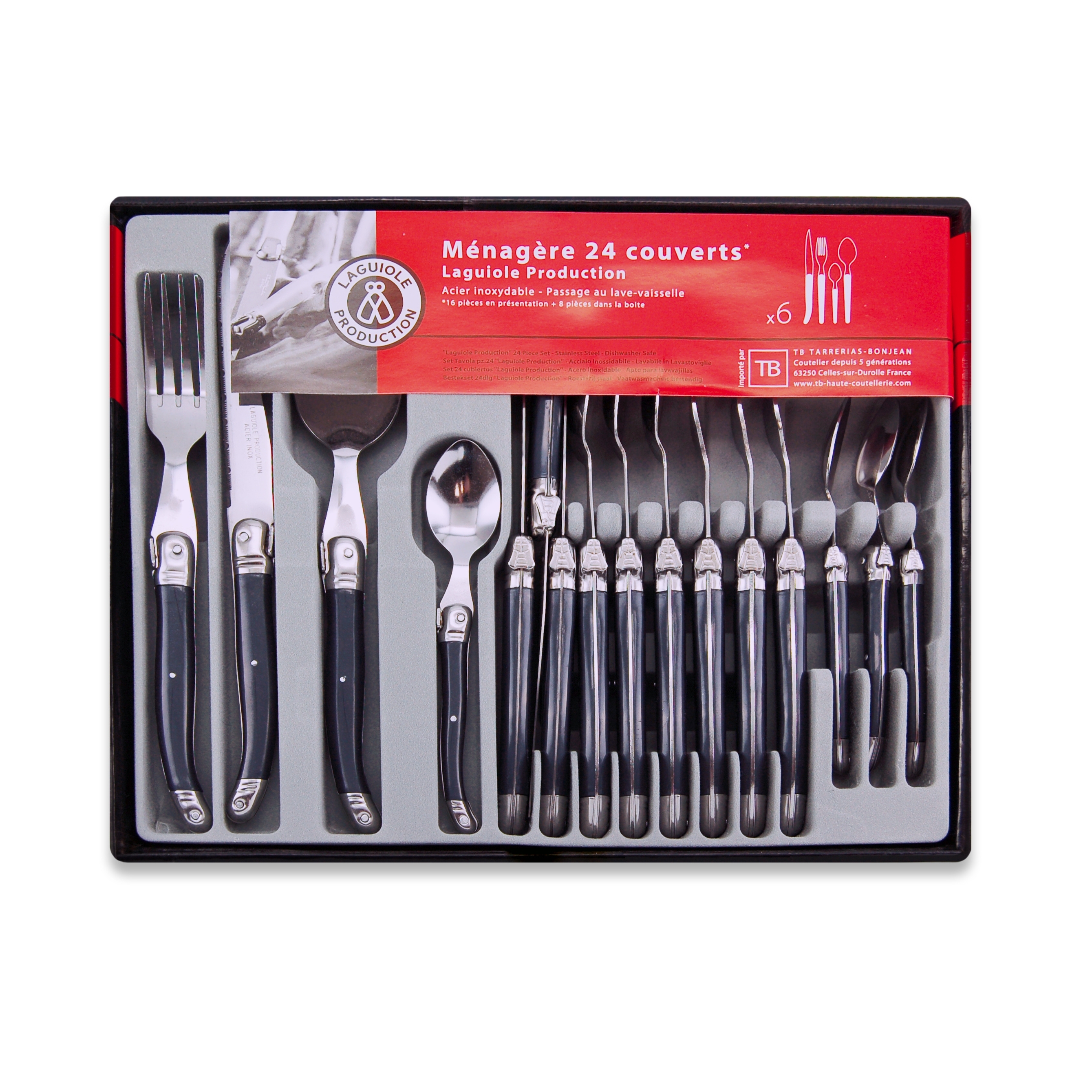 Ménagère 24 pièces Tarrerias Bonjean Laguiole Gris anthracite