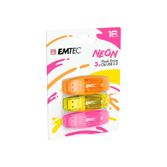 EMTEC C410 Neon Clé USB USB 2.0 jaune pack de 3 - vue 3