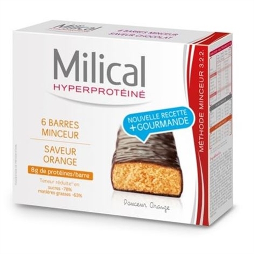 Barres hyperprotéinées minceur saveur chocolat et orange x6
