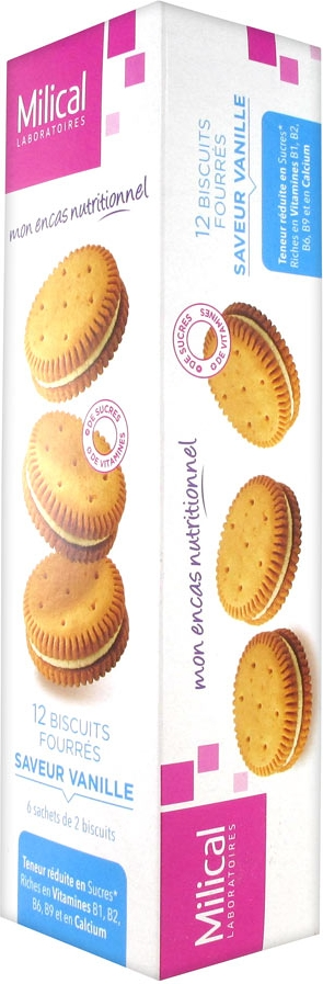 Biscuits diététiques hyperprotéinés saveur vanille x12