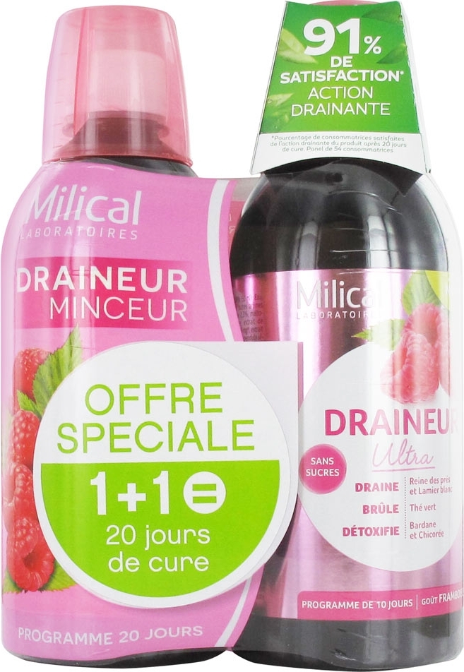 Draineur ultra 2x500ml - Goût framboise