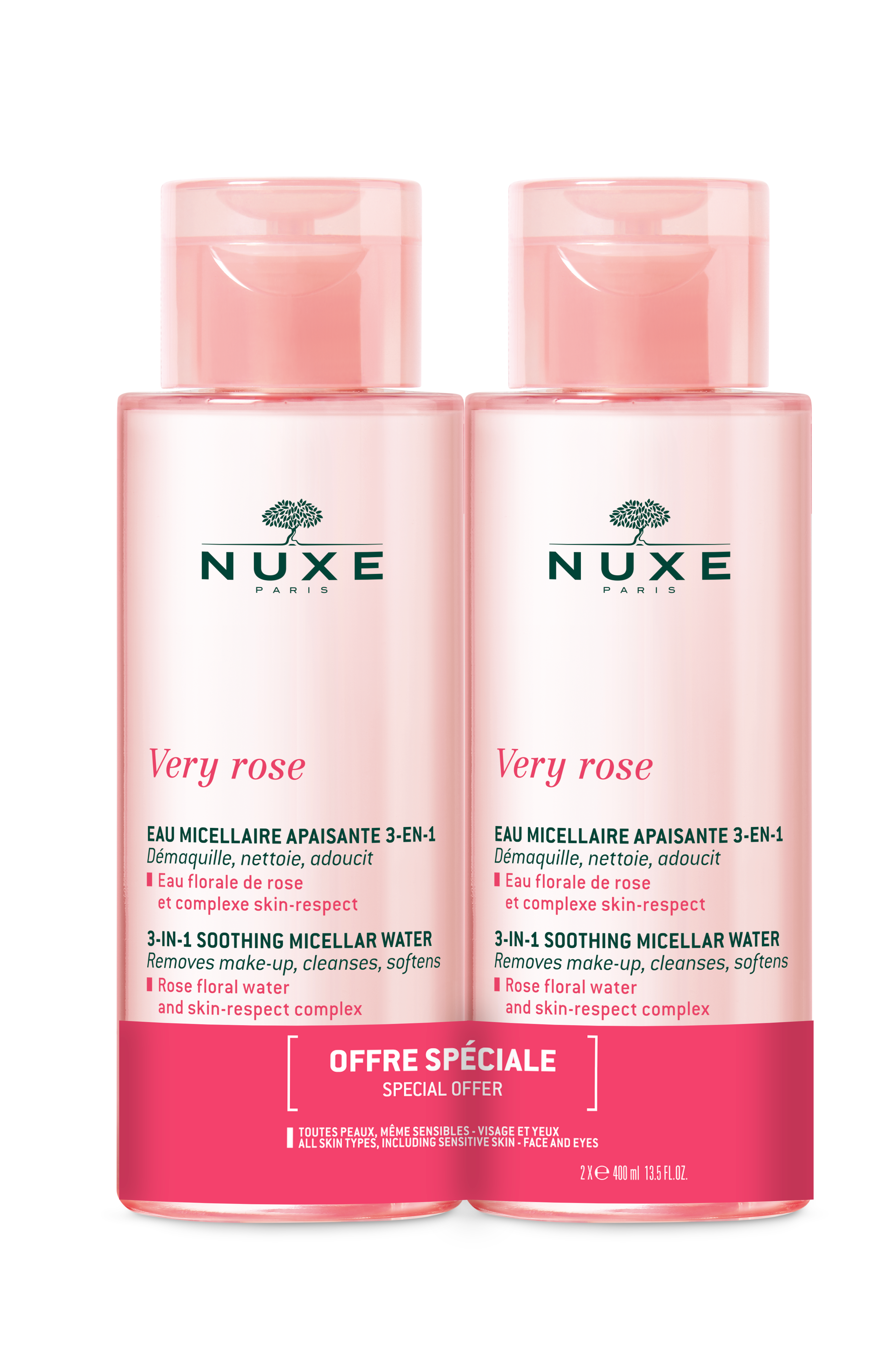 Duo eau micellaire apaisante Very Rose 2x400ml