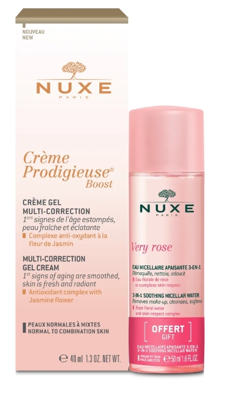Crème prodigieuse boost crème gel 40ml + Eau micellaire very rose 40ml Offerte