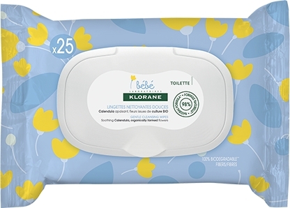 Lingettes nettoyantes épaisses au Calendula apaisant - Peau normale à sèche - 25 unités