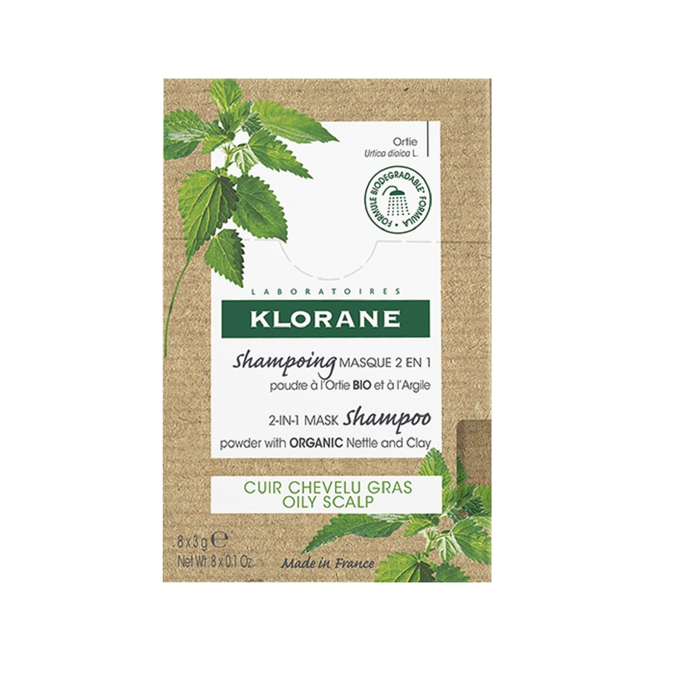 Shampoing masque lavant absorbant 2 en 1 à la poudre d’Ortie BIO 24g