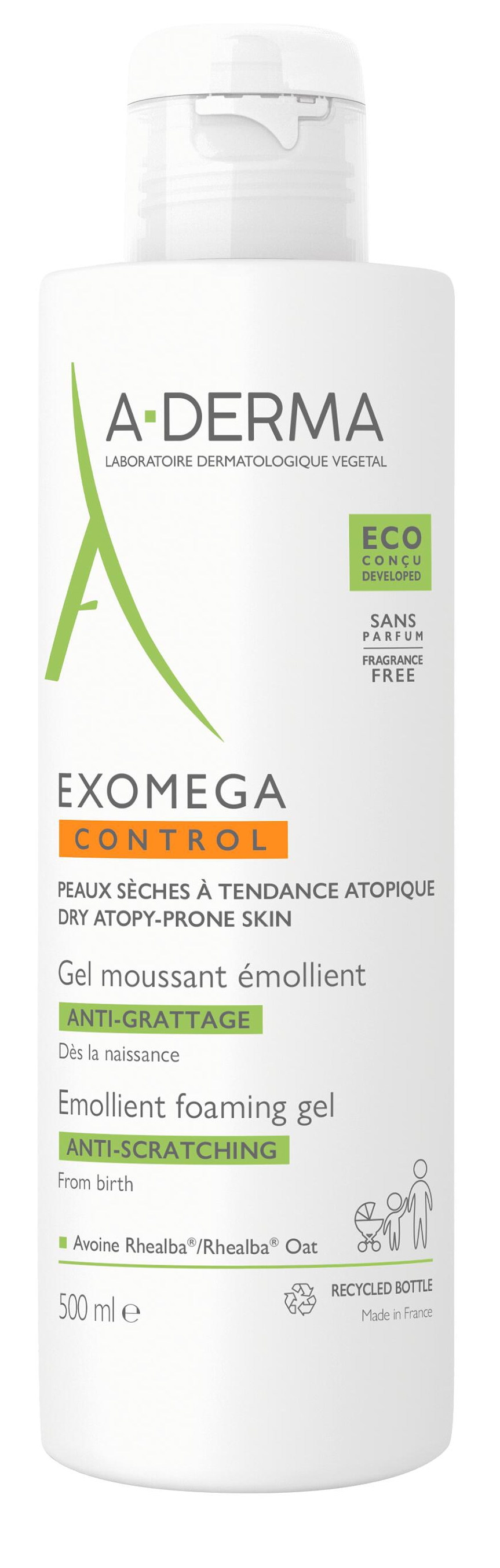 A-Derma - Exomega Control - Gel moussant émollient anti-grattage 500 ml