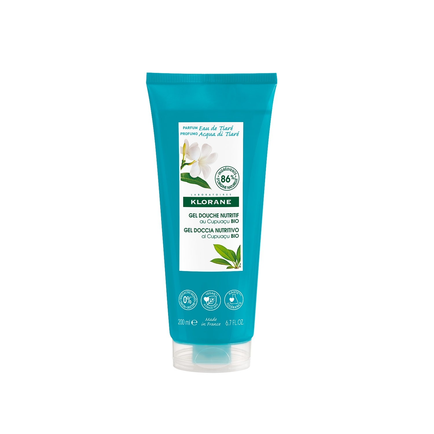 Gel douche Eau de Tiaré au beurre de Cupuaçu BIO 200 ml