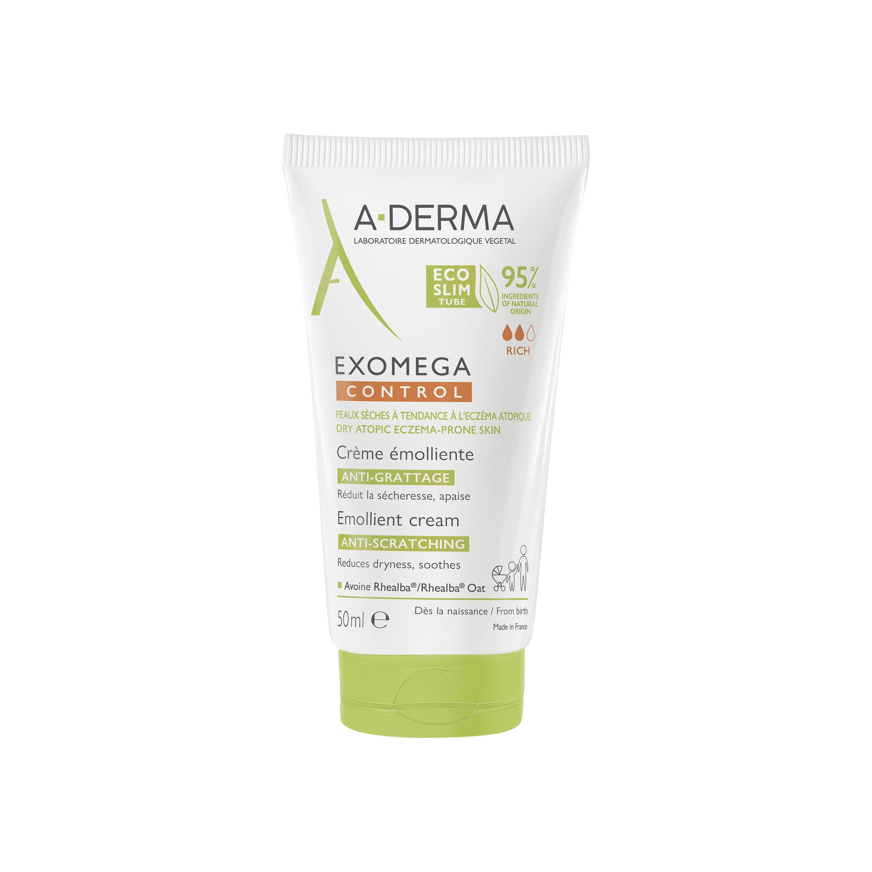 A-Derma - Exomega Control - Crème émolliente anti-grattage - Peaux sèches à tendance à l'eczéma atop