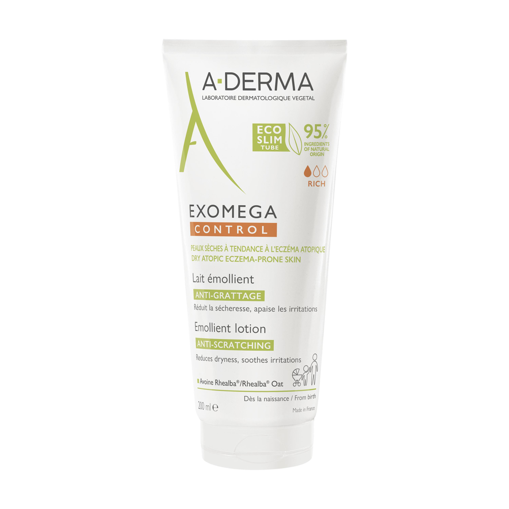 A-Derma - Exomega Control - Lait émollient anti-grattage - Peaux sèches à tendance à l'eczéma atopiq
