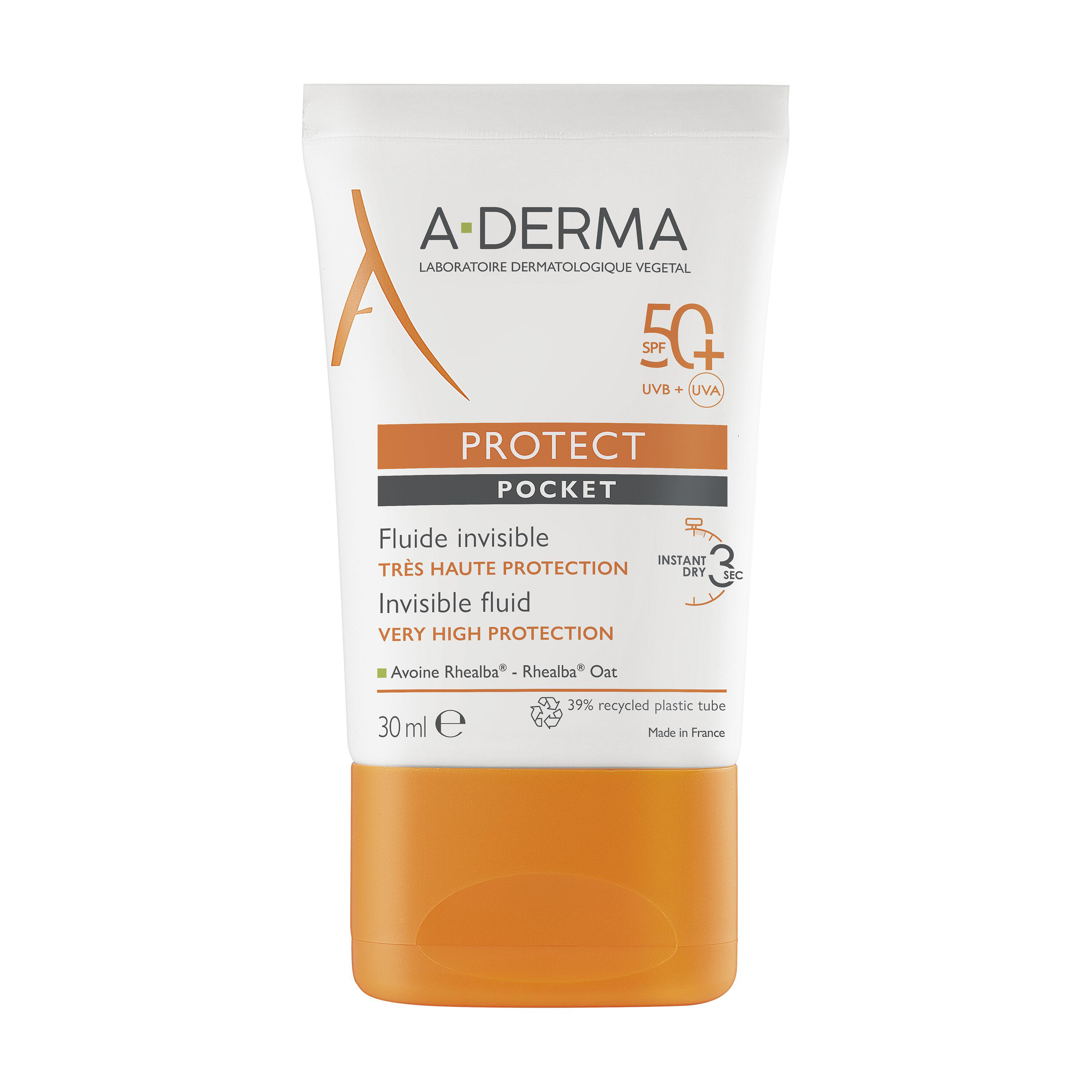 Crème Solaire Peaux Fragiles Mixtes Et Grasses Très Haute Protection Spf50+ Protect Pocket A derma Le Tube De 30ml