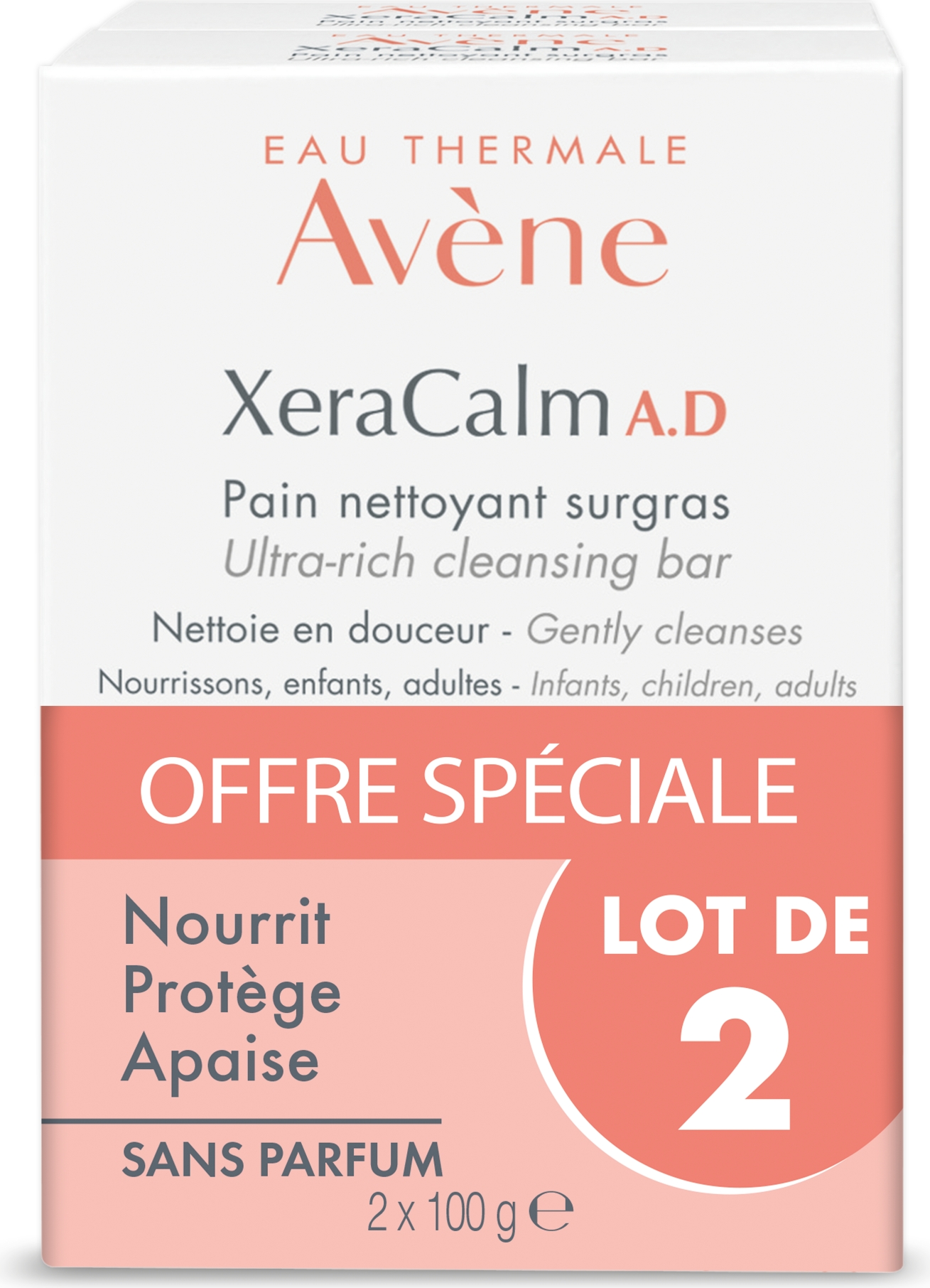 Pain nettoyant surgras - peaux très sèches sujettes à l'eczéma atopique et aux démangeaisons 2X100gr