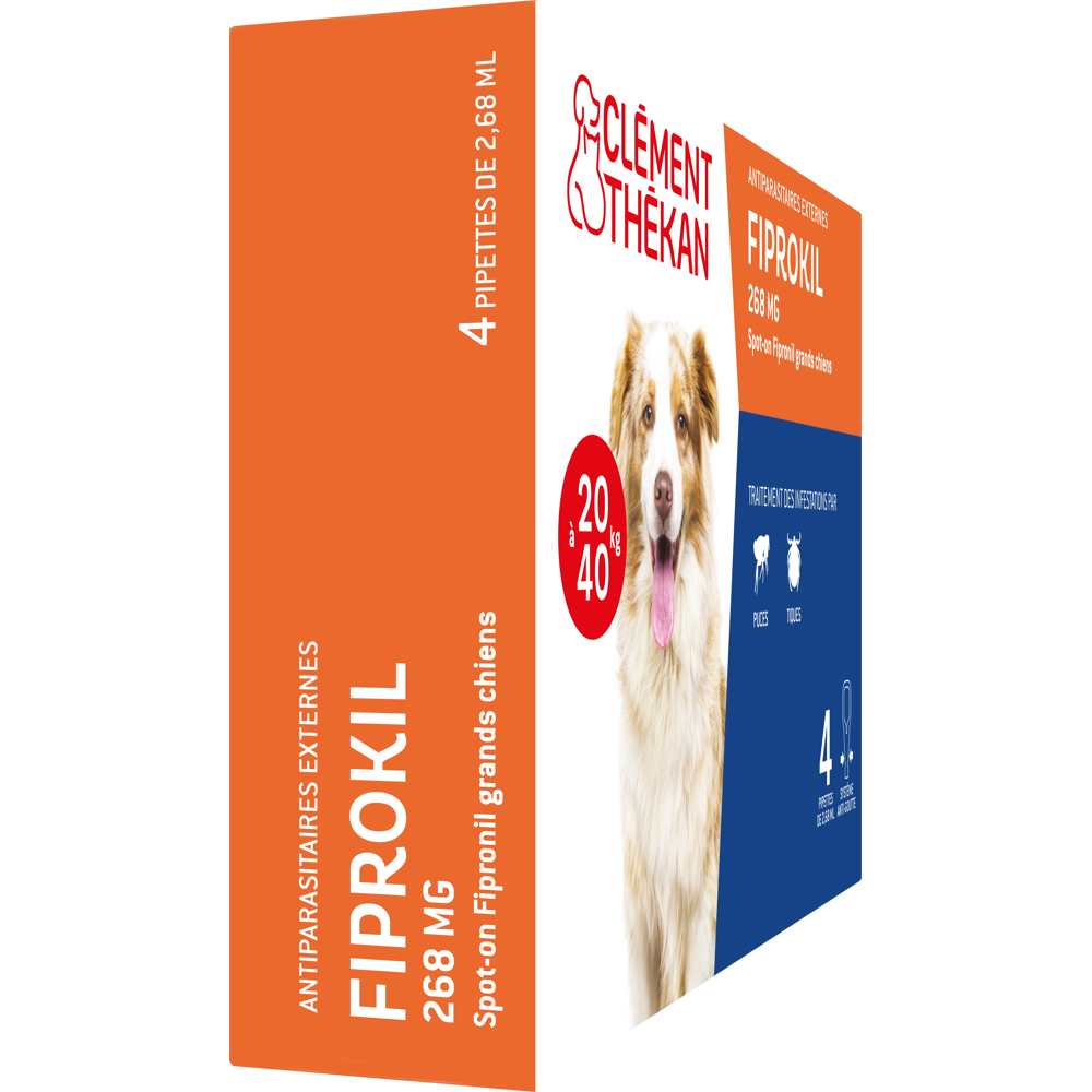 Anti-Puces Anti-Tiques Chien 20-40kg 4 Pipettes