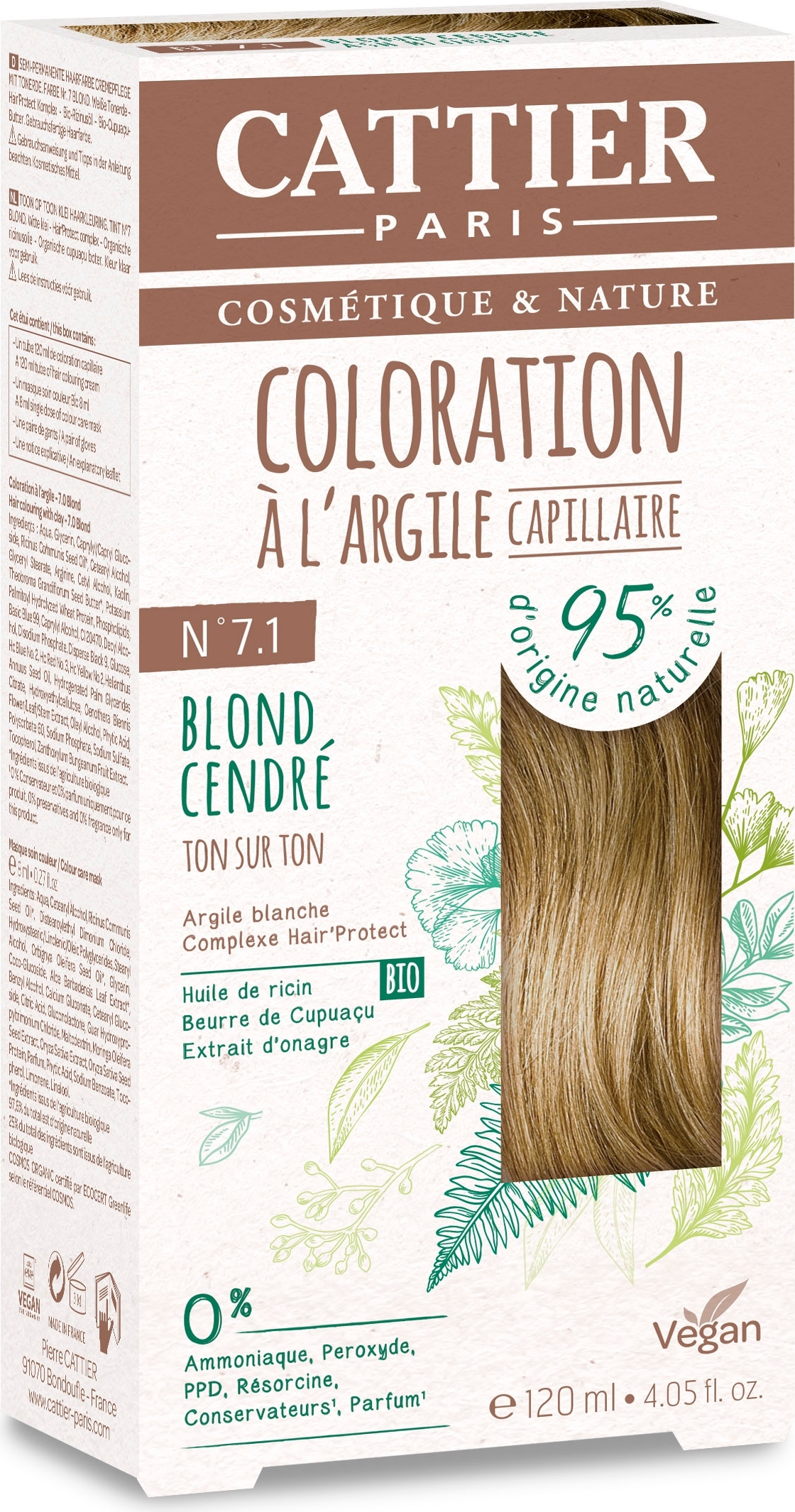 Coloration - Teinte : 7.1 blond cendre 120ml