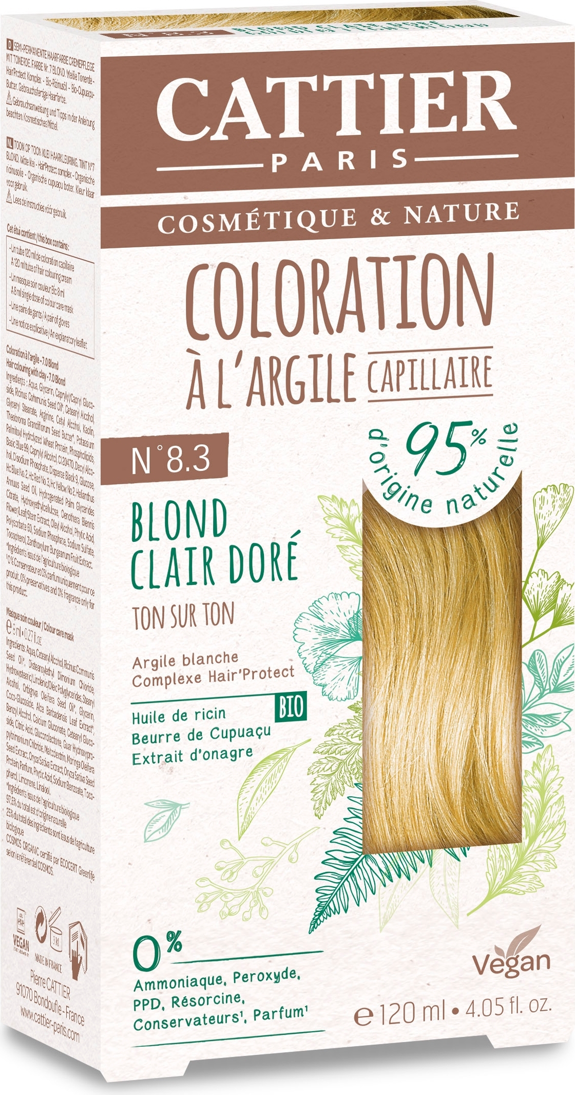 Coloration - Teinte : 8.3 blond clair doré 120ml
