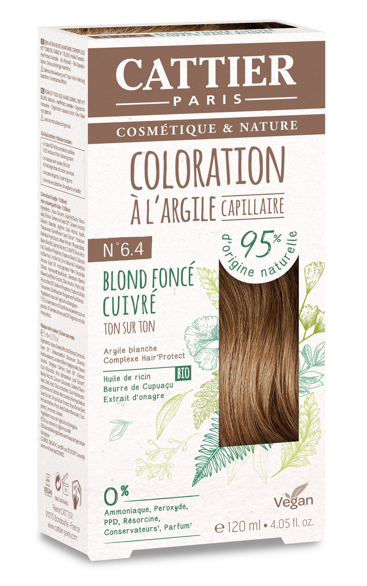 Coloration - Teinte : 6.4 blond foncé cuivre 120ml