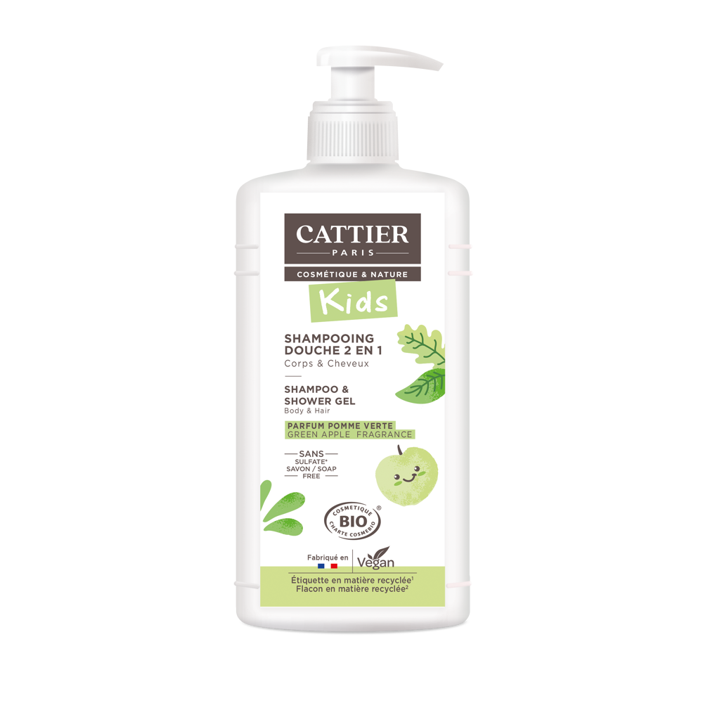 Gel douche Shampooing démêlant 2 en 1 Parfum Pomme Verte