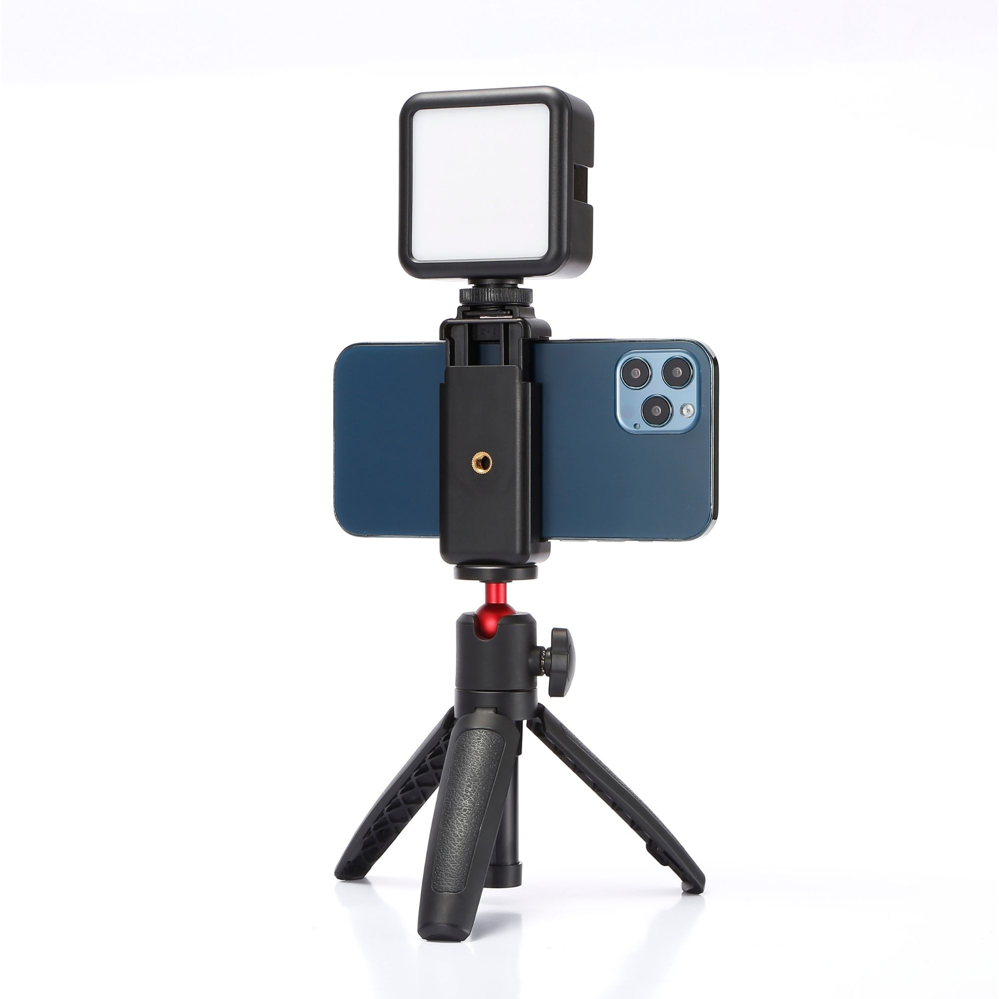 WE Vlog Kit pour Caméra Vidéo Smartphone Trépied Hauteur Réglable Microphone avec Lumière LED