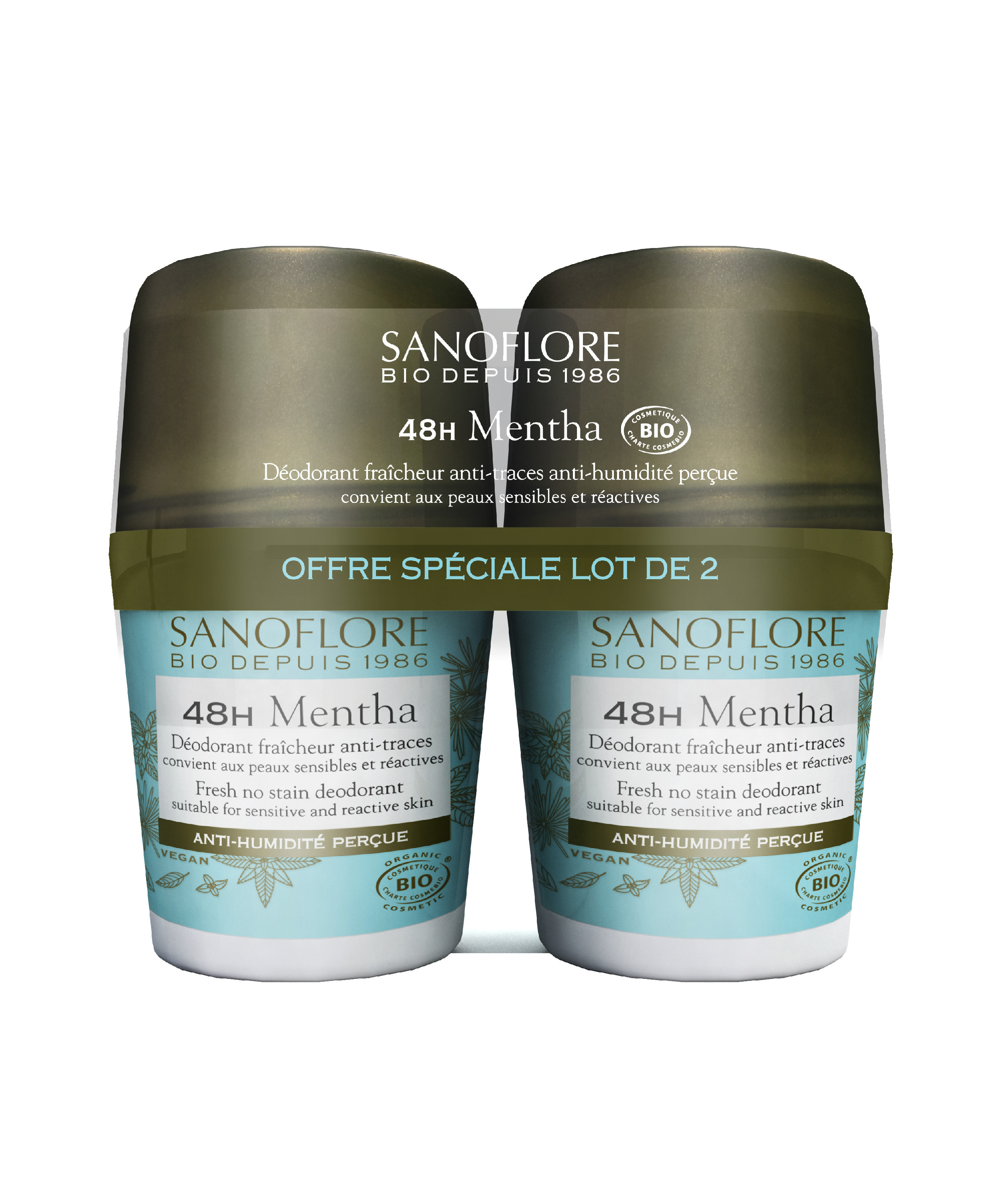 Lot Deodorants Roll-On Thé Vert-Menthe 2x50ml