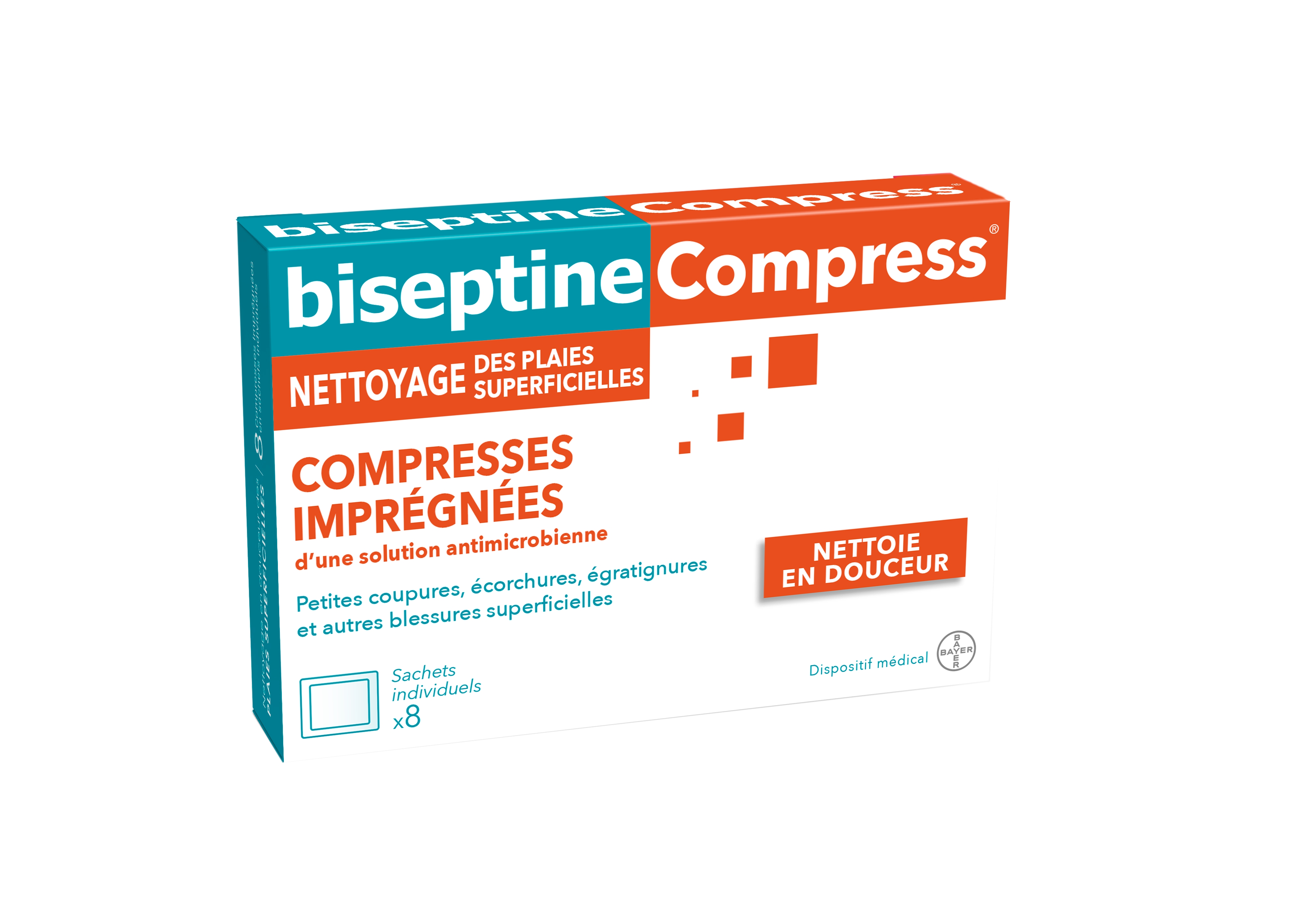 biseptineCompress Compresses imprégnées x8 sachets