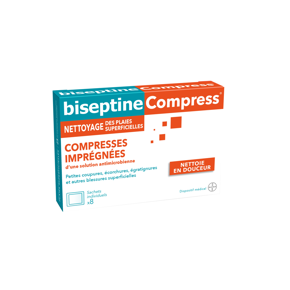biseptineCompress Compresses imprégnées x8 sachets