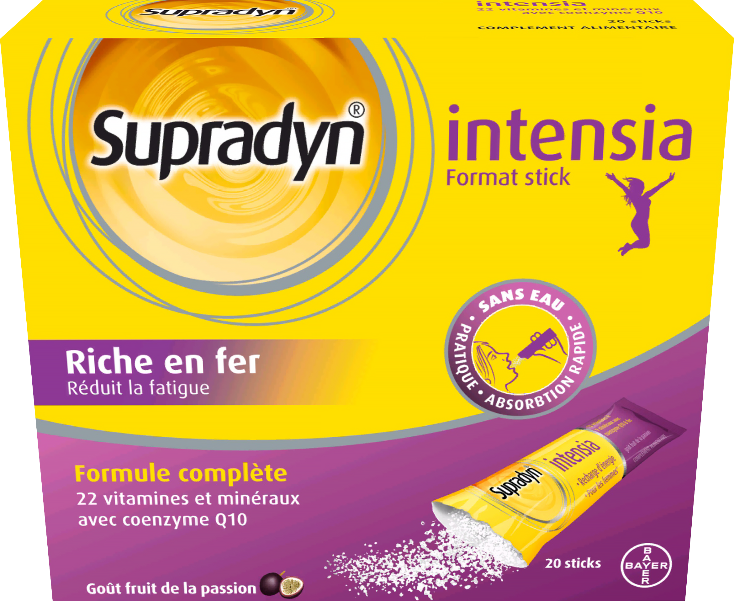 Supradyn Intensia Vitamines, Minéraux et Fer 20 sticks Réduit la fatigue