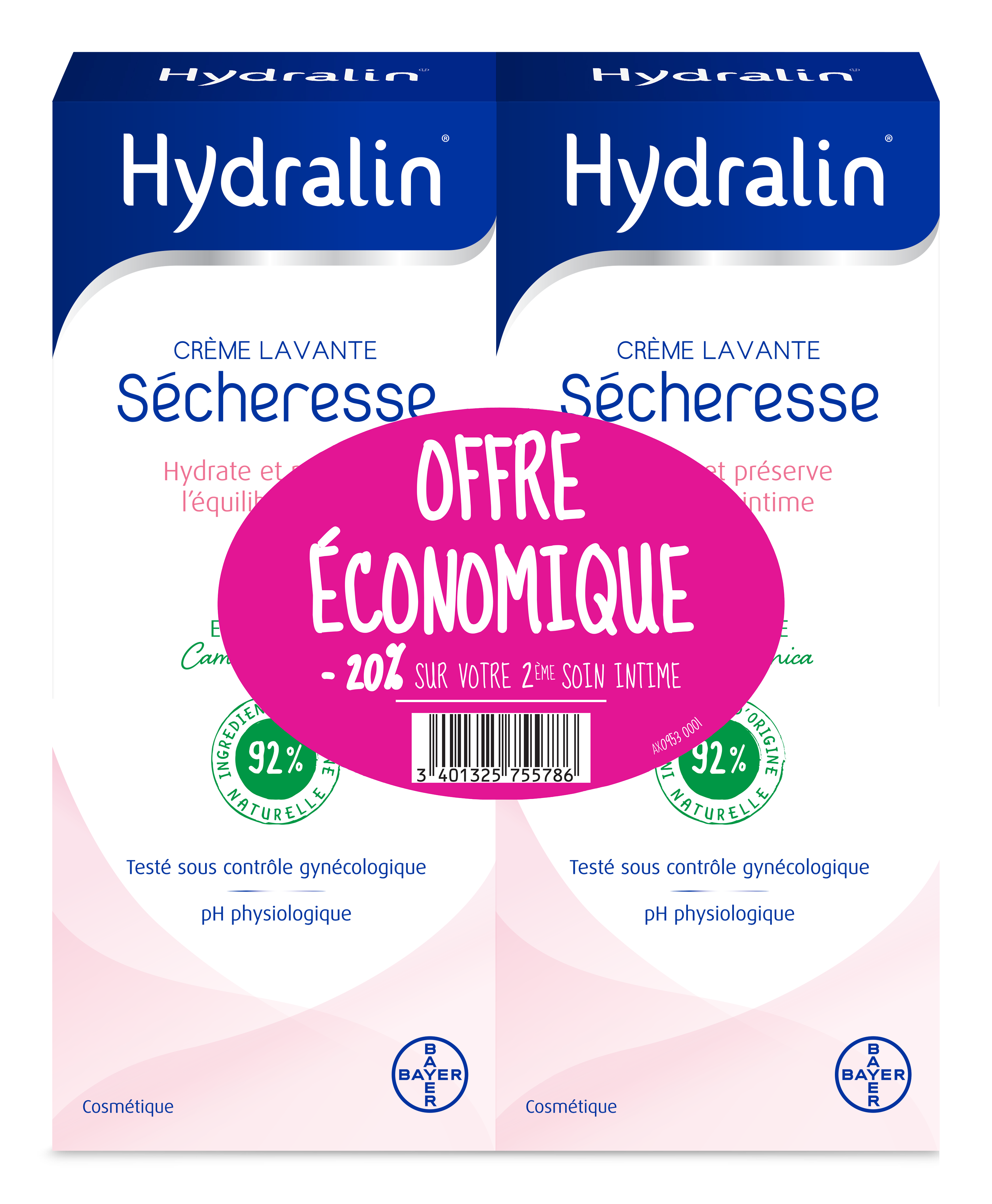 Hydralin Sècheresse Crème Lavante Lot de 2 x 200 ml Equilibre Intime