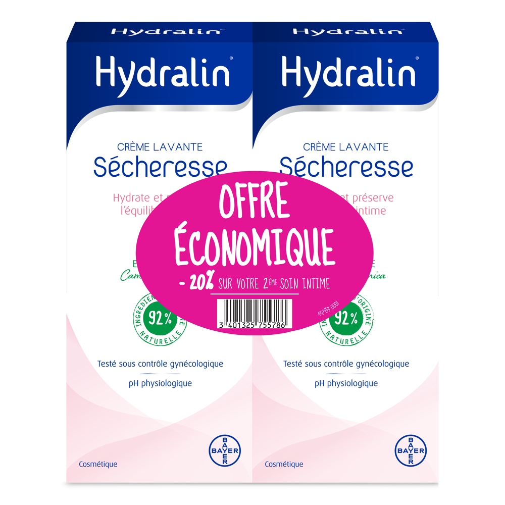 Hydralin Sècheresse Crème Lavante Lot de 2 x 200 ml Equilibre Intime