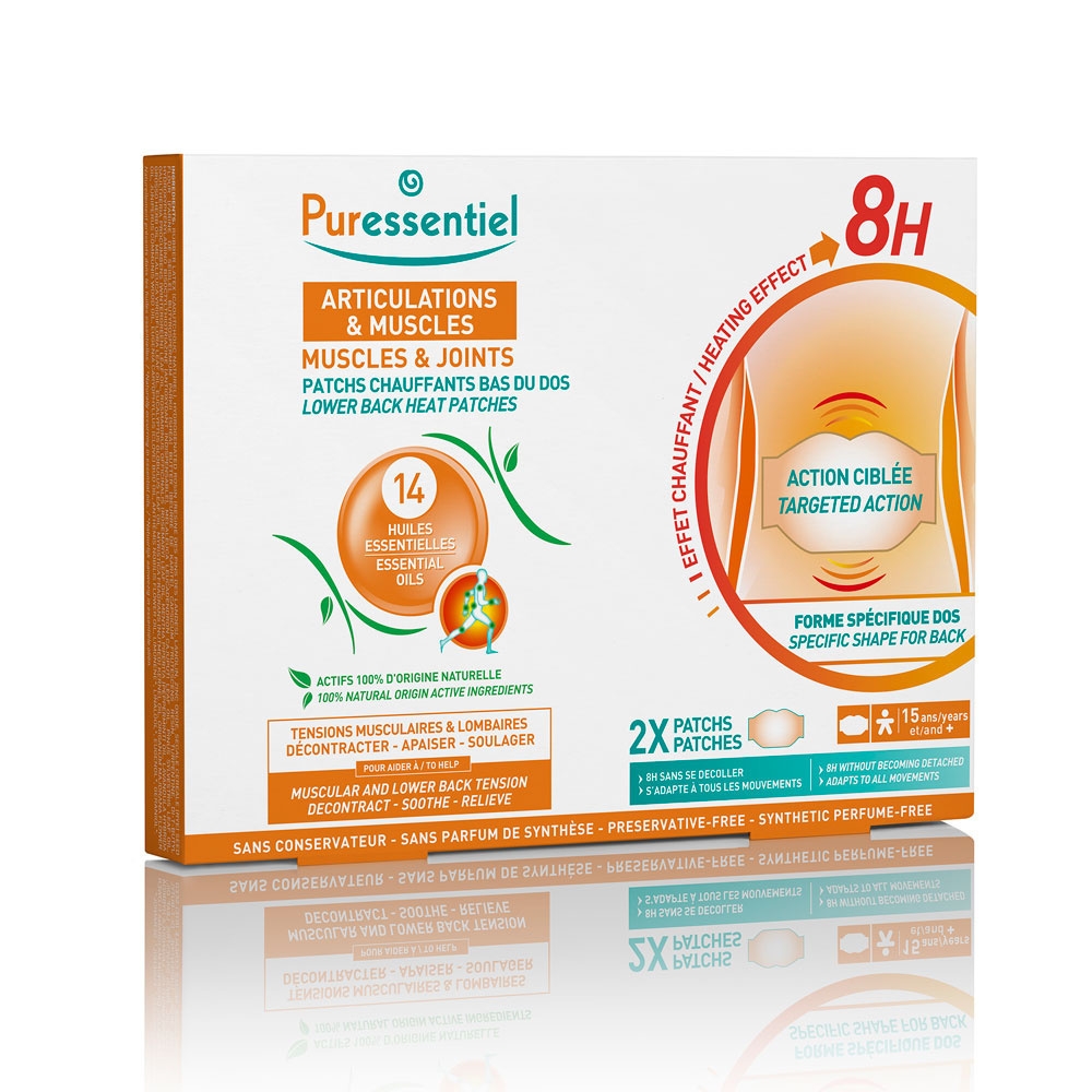 Patchs Chauffants bas du dos articulations & muscles aux 14 Huiles Essentielles 2 Patchs