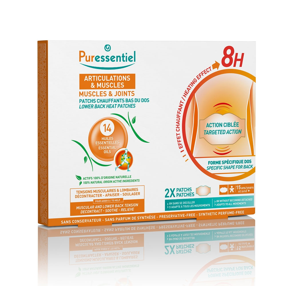 Patchs Chauffants bas du dos articulations & muscles aux 14 Huiles Essentielles 2 Patchs