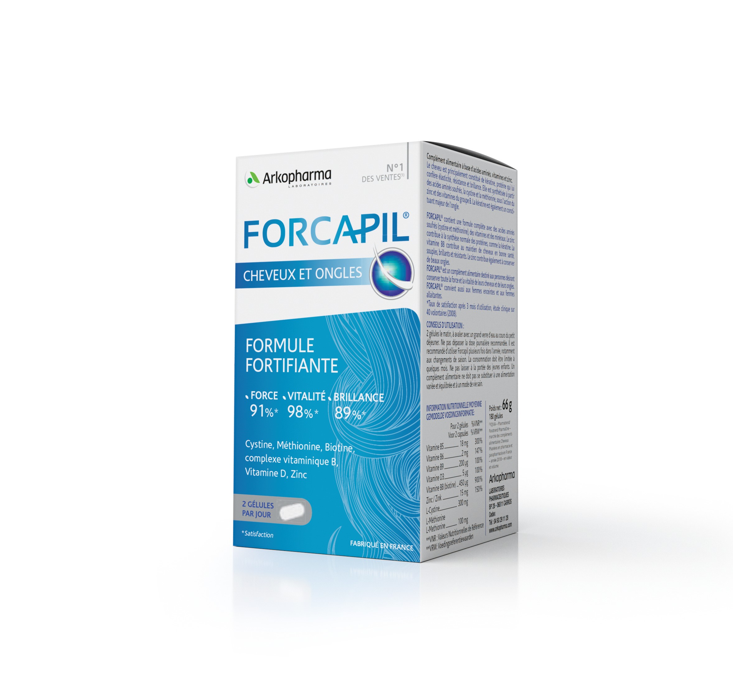 Forcapil cheveux et ongles - pilulier de 180 gélules