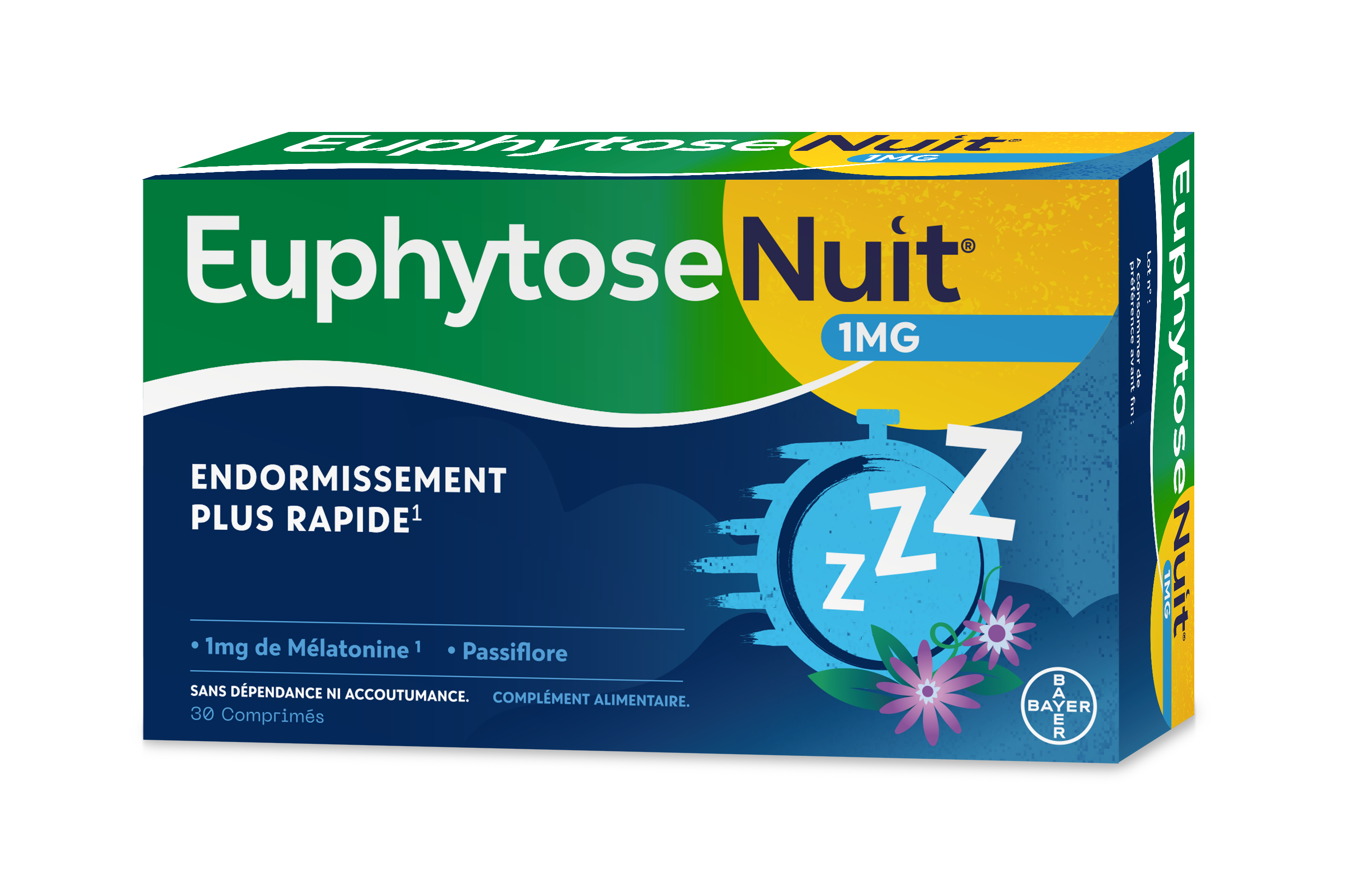 Euphytose Nuit Sommeil Mélatonine et Passiflore 30 Comprimés