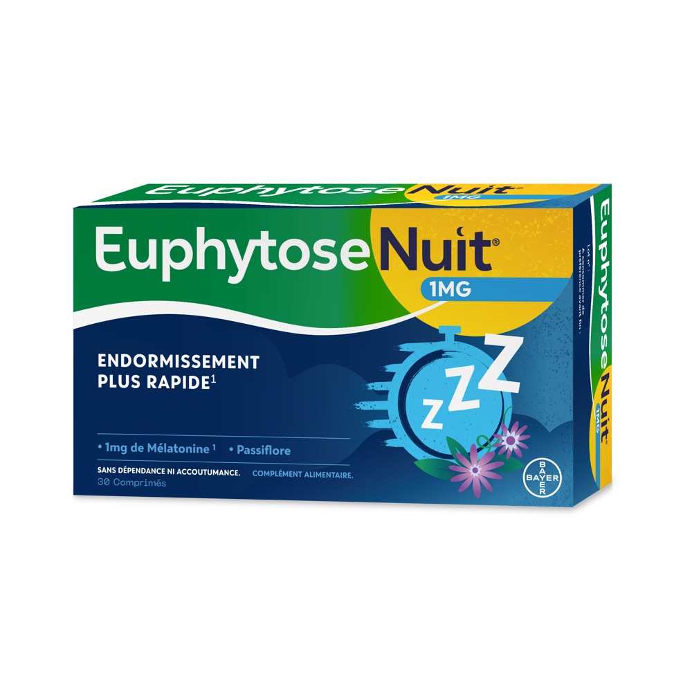 Euphytose Nuit Sommeil Mélatonine et Passiflore 30 Comprimés
