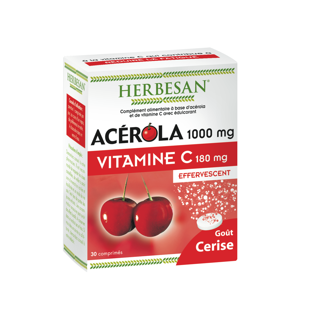 Acérola 1000 goût cerise 30 comprimés effervescents