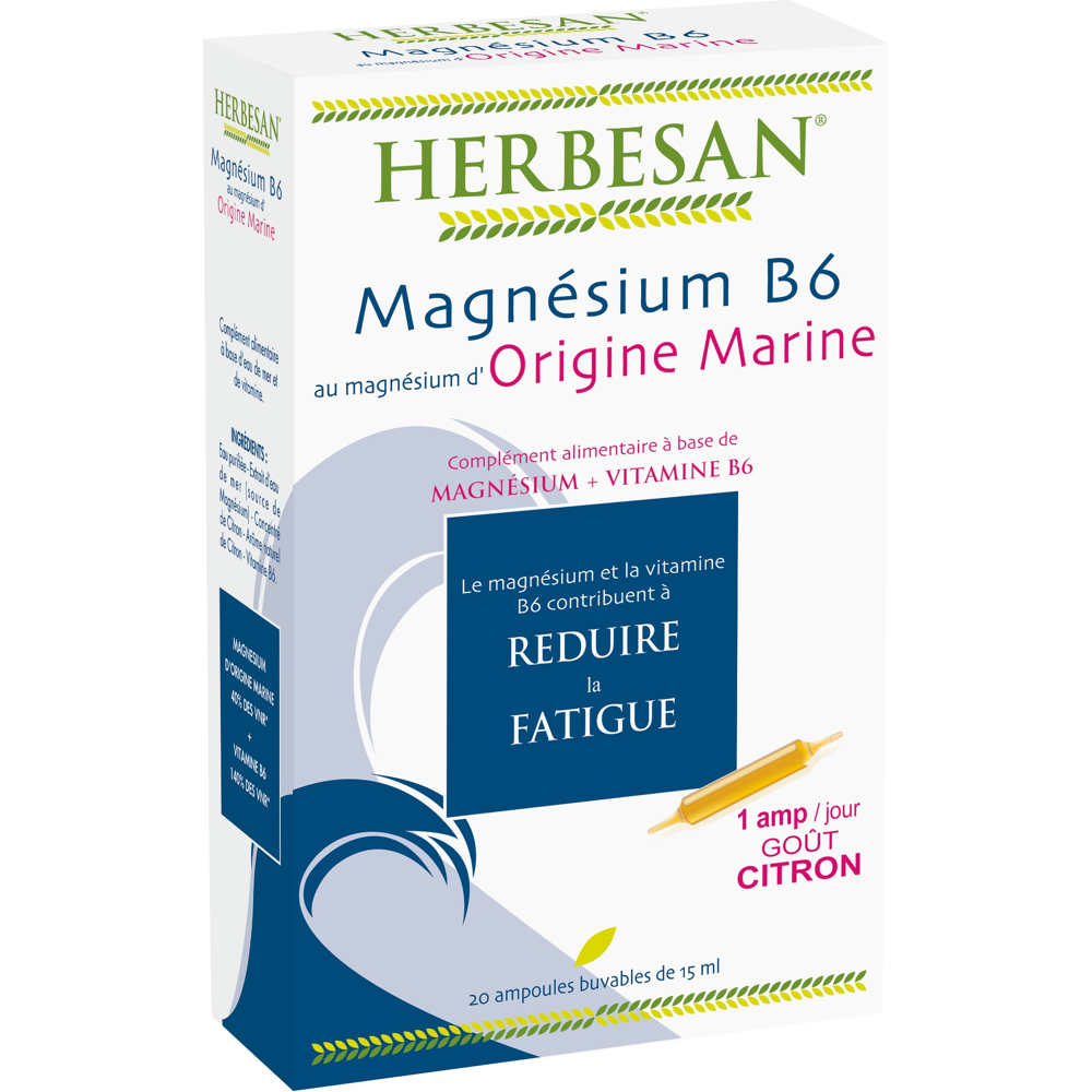 Magnésium marin et vitamine B6 20 ampoules de 15ml