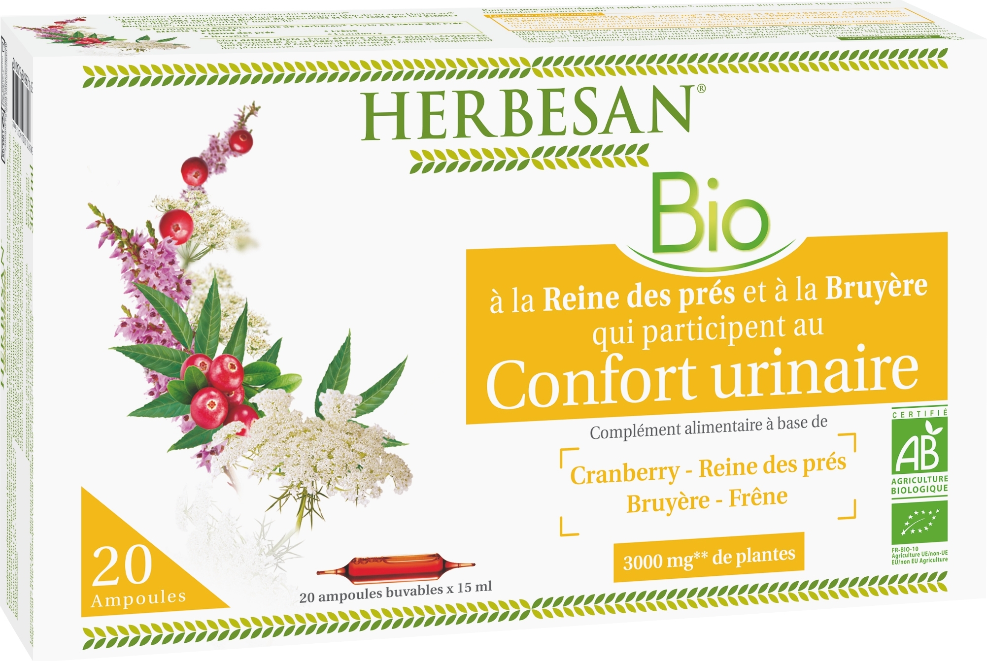 Phyto confort urinaire bio 20 ampoules de 15ml
