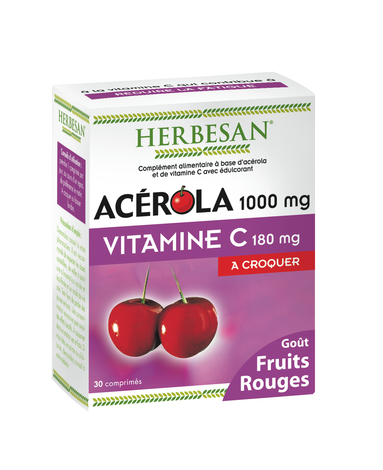 Acérola 1000 goût fruits rouges - 30 comprimes à croquer