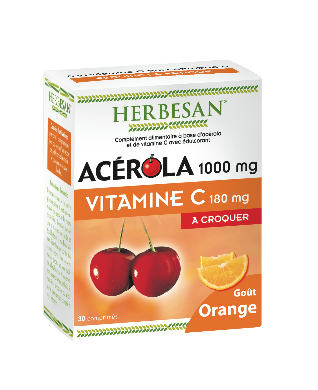 Acerola 1000 goût orange - 30 comprimés à croquer