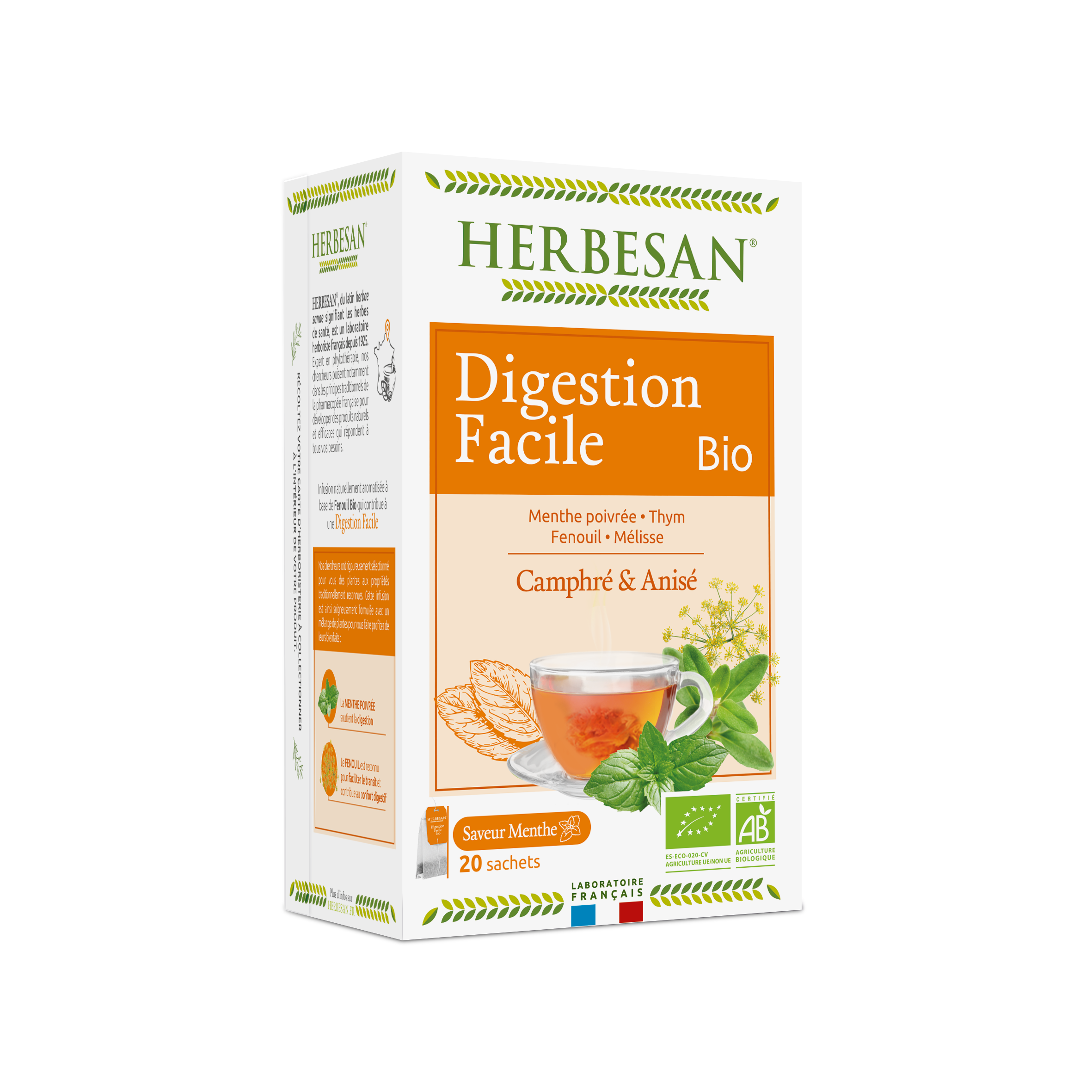Infusion menthe poivree, fenouil digestion facile bio - 20 sachets