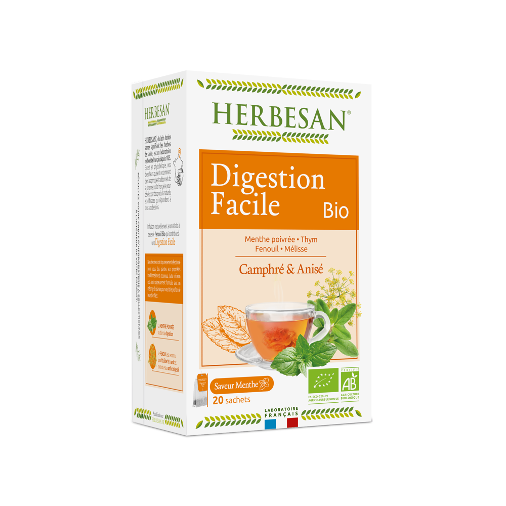Infusion menthe poivree, fenouil digestion facile bio - 20 sachets
