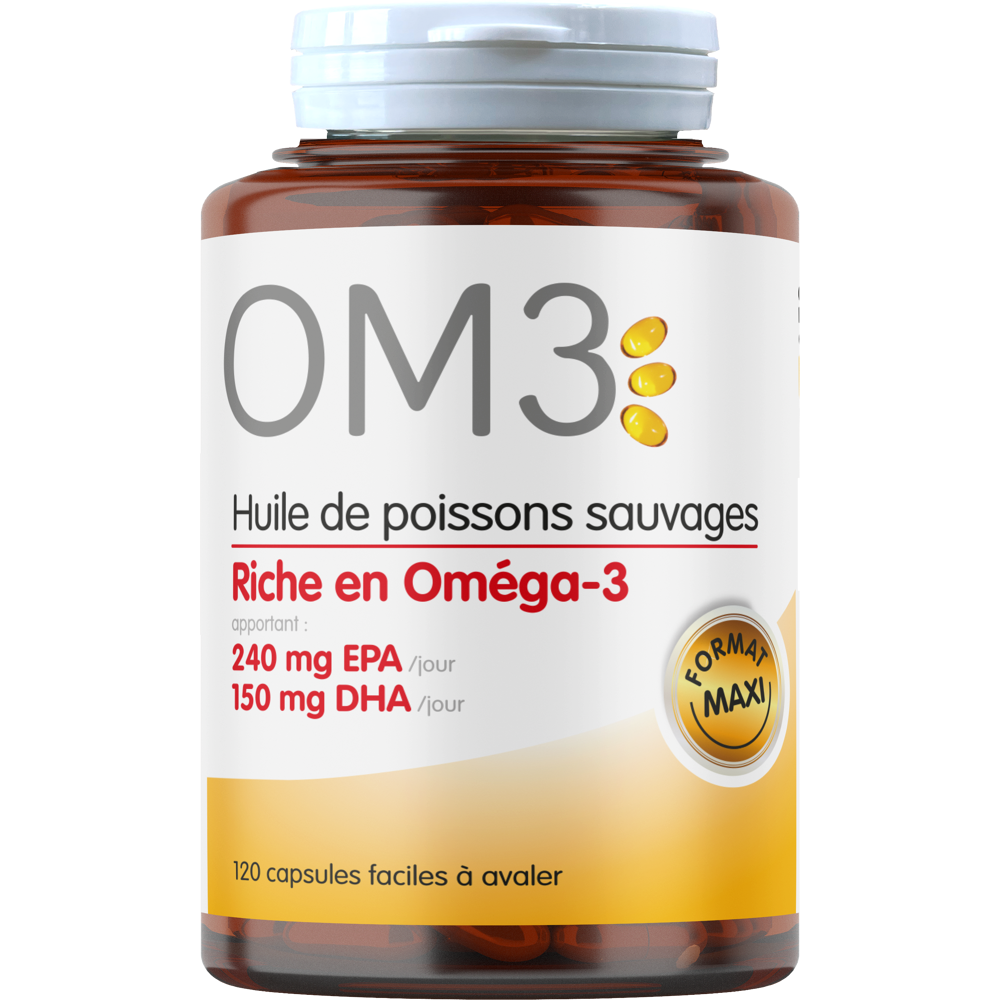 Om3 huile de poisson riche en oméga 3 120 capsules