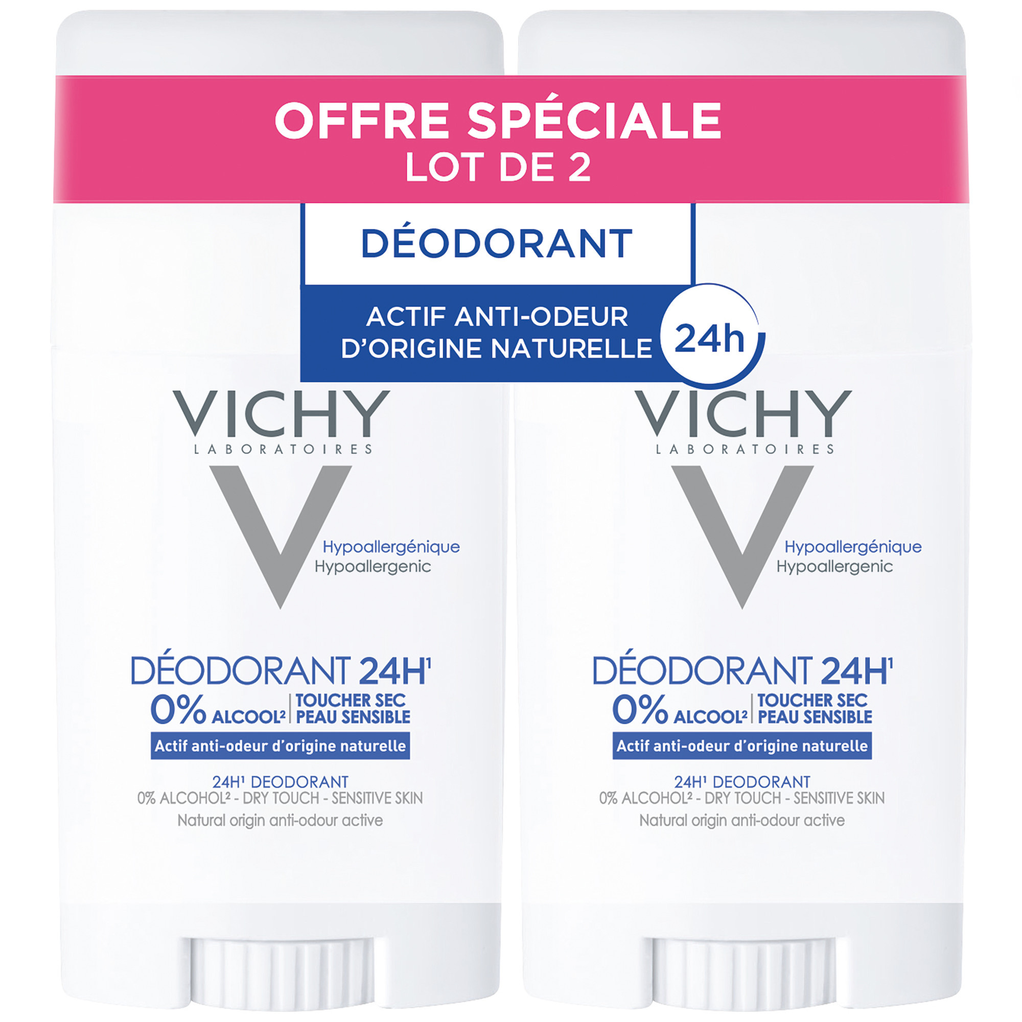 Déodorant stick sans sel d'aluminium 2x40ml