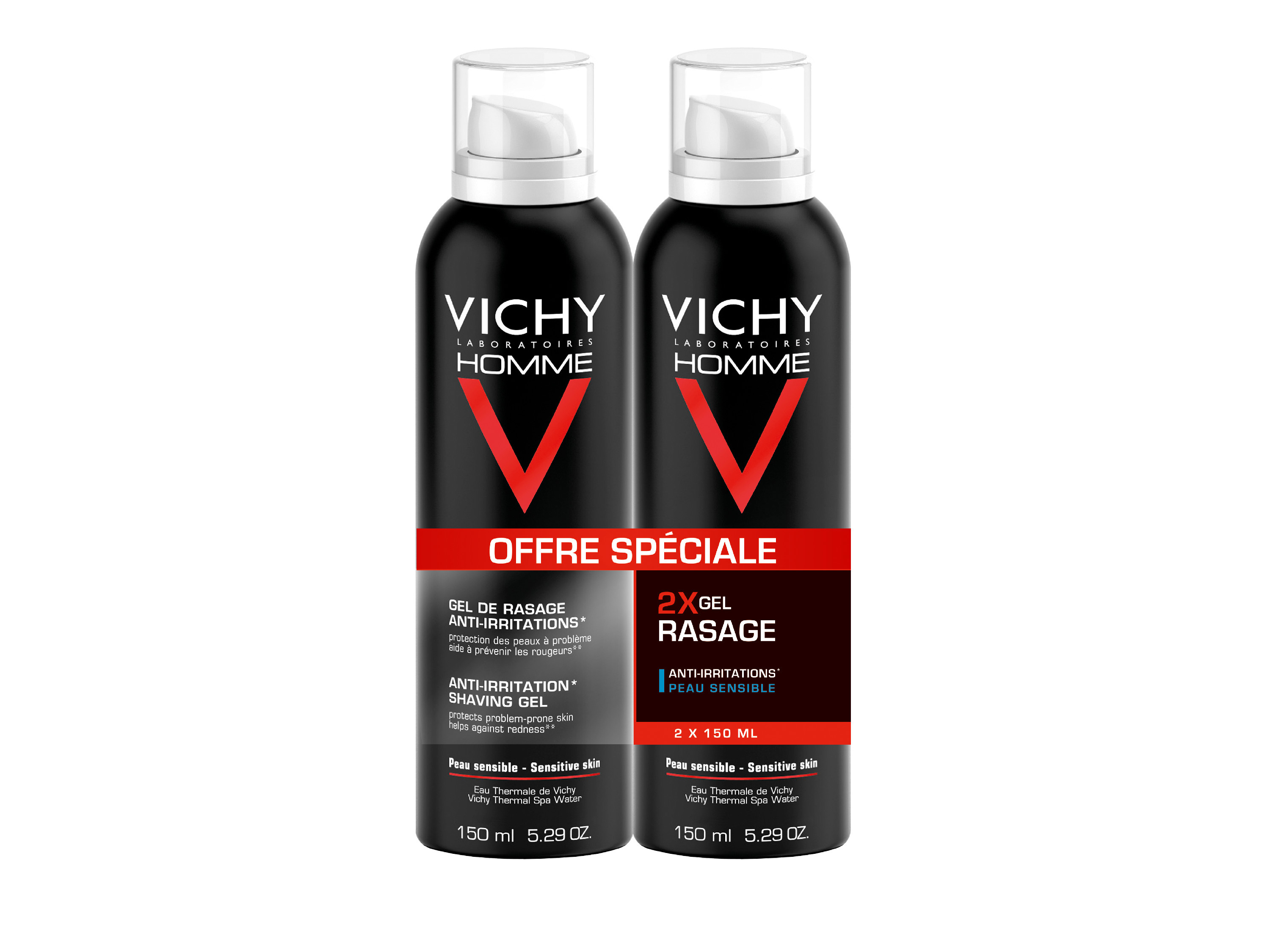 Vichy Homme gel de rasage anti-irritations 2x150ml