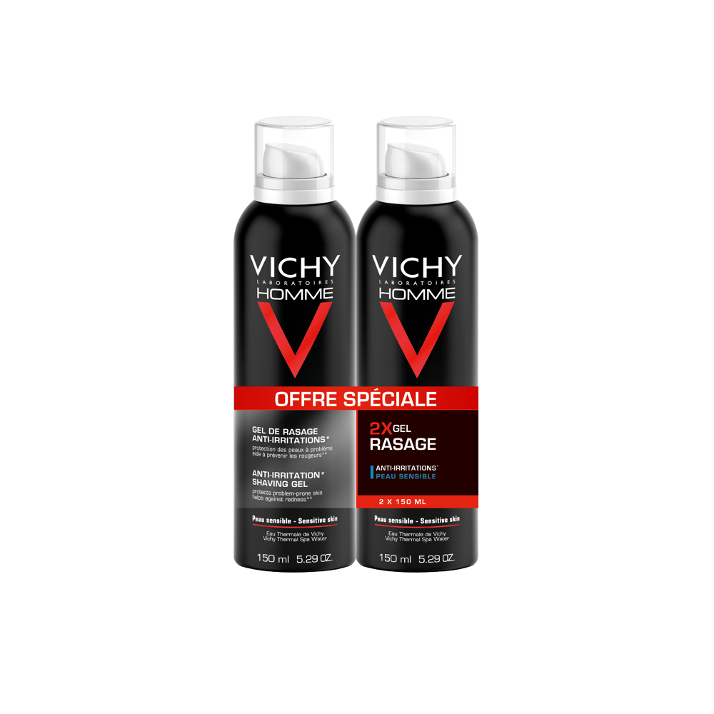 Vichy Homme gel de rasage anti-irritations 2x150ml